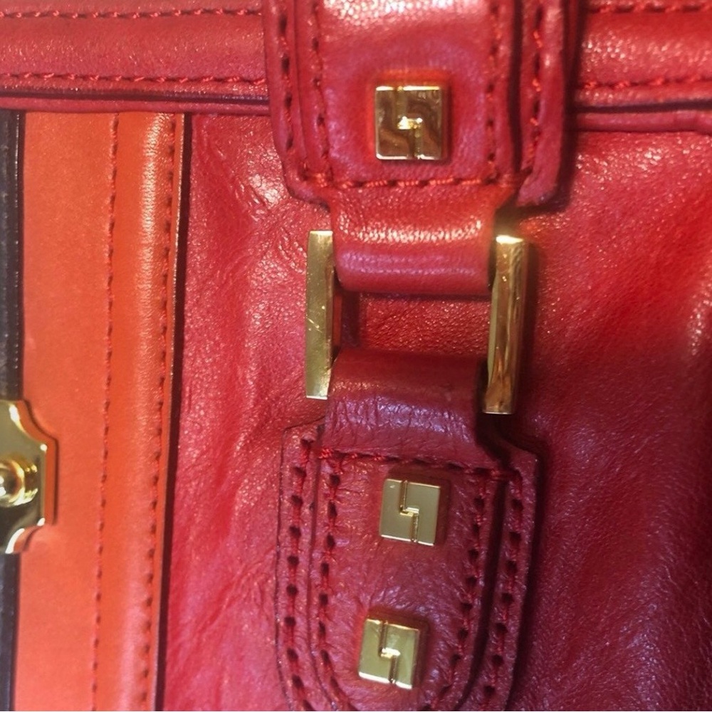 L.A.M.B. Red & Orange Alston Saddle  Y2K White Era Handbag - Picture 11 of 16